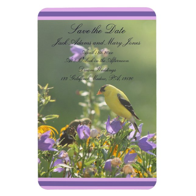 Goldfinch Spring Garden Wedding Magnet (Vertikal)
