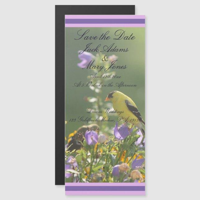 Goldfinch Spring Garden Wedding Magneteinladung (Vorne/Hinten)