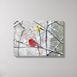 Goldfinch und Kardinal Leinwanddruck