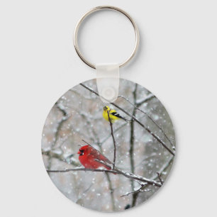 Goldfinch und Kardinal Schlüsselanhänger