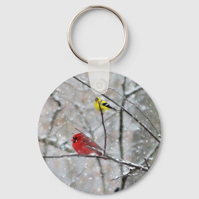 Goldfinch und Kardinal Schlüsselanhänger (Vorderseite)