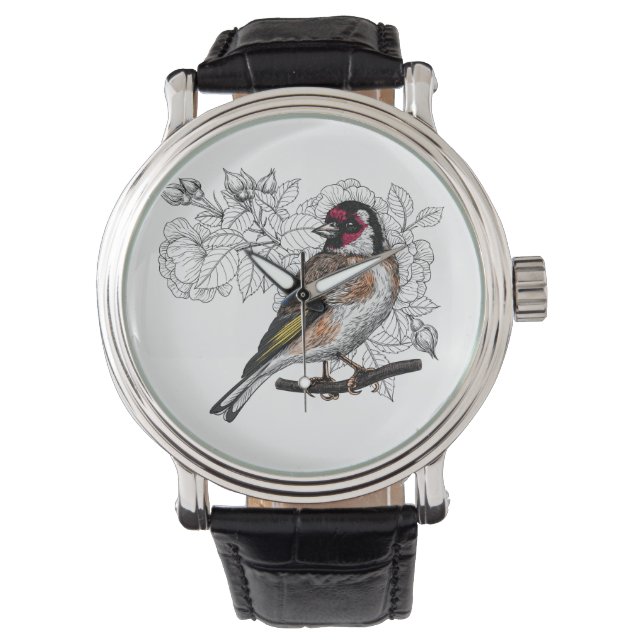 Goldfinch und Rose Armbanduhr (Vorderseite)