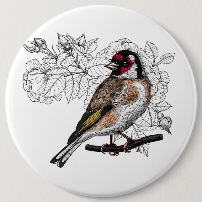 Goldfinch und Rose Button (Vorderseite)