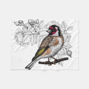 Goldfinch und Rose Fleecedecke