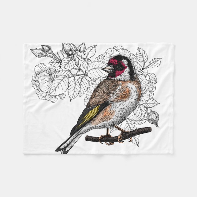 Goldfinch und Rose Fleecedecke (Vorderseite (Horizontal))