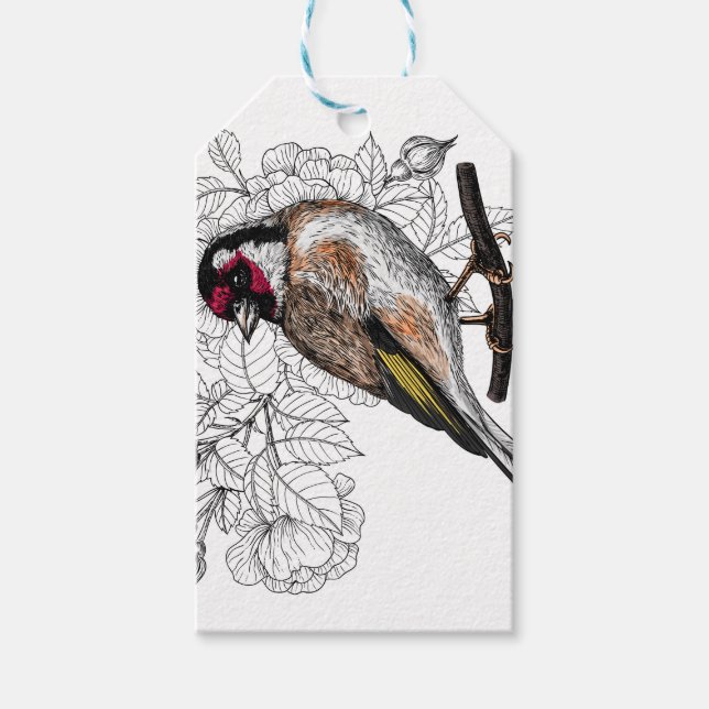 Goldfinch und Rose Geschenkanhänger (Vorderseite)