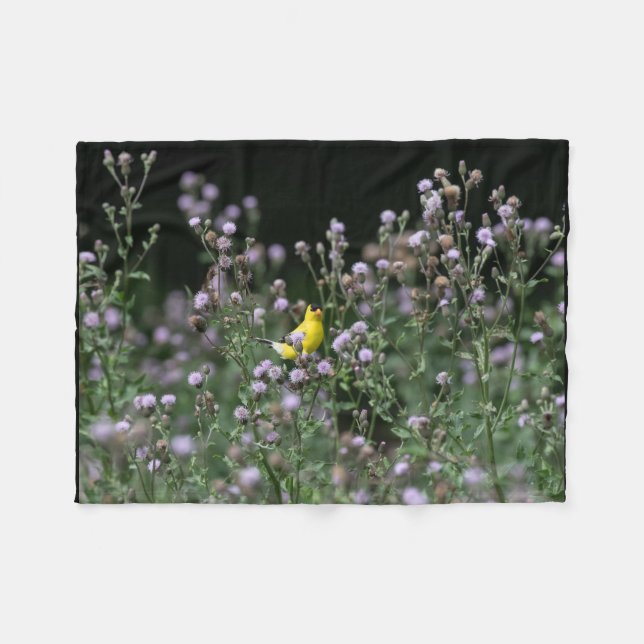 Goldfinch und wild lebende Blume Fleecedecke (Vorderseite (Horizontal))