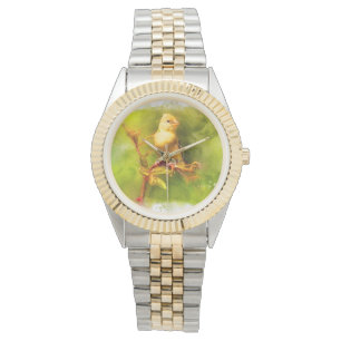 Goldfinch-Vogel in Wasserfarbe Armbanduhr