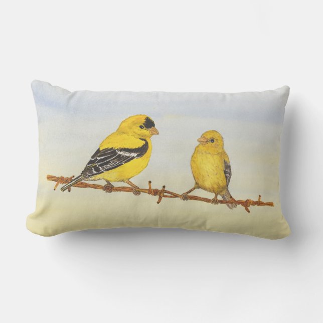 Goldfinches in der Liebe Lendenkissen (Vorderseite)