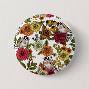 Goldfinken im Garten Button