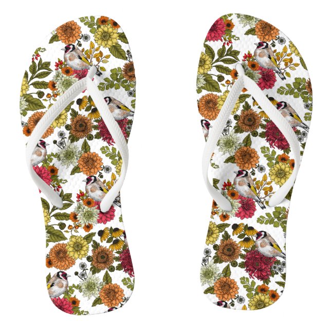 Goldfinken im Garten Flip Flops (Fußbett)