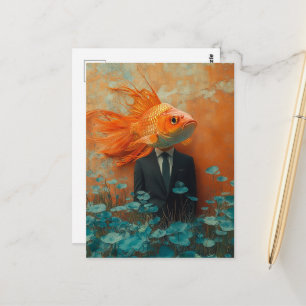 Goldfisch im Anzug Postkarte