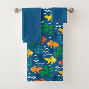 Goldfisch im Aquarium Badhandtuch Set