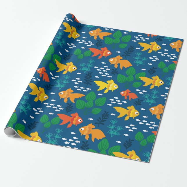 Goldfisch im Aquarium Geschenkpapier (Ungerollt)