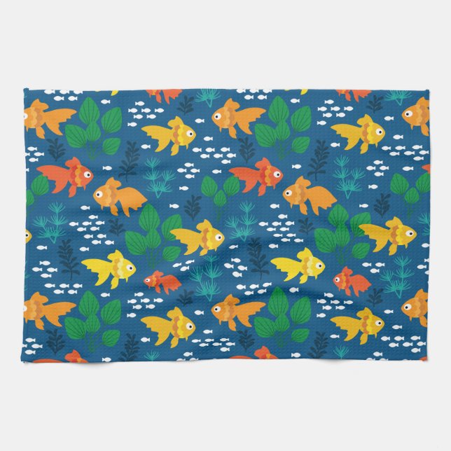 Goldfisch im Aquarium Geschirrtuch (Horizontal)