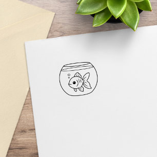 Goldfisch in einem Goldfischglas 1x1 Gummistempel