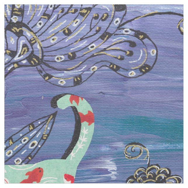 Goldfisch-Katzen Stoff (Nahaufnahme)