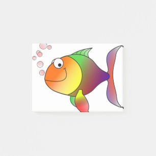 Goldfisch lächelnd Cartoon Post-it Klebezettel