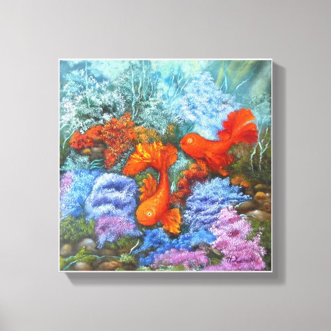 Goldfisch malt Feng Shui Liebe Symbole Plakat Leinwanddruck (Vorderseite)