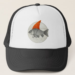 Goldfisch mit einer Haifischflosse Truckerkappe