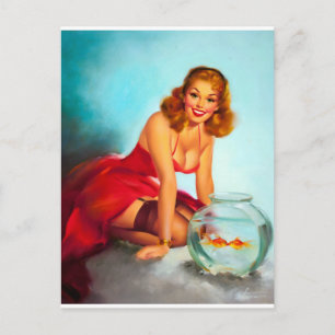 Goldfisch Pin Up Postkarte