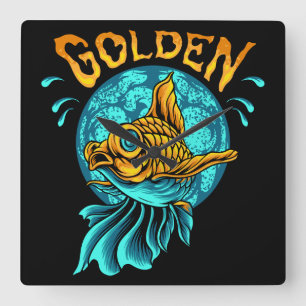 Goldfisch Quadratische Wanduhr