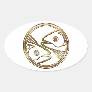 Goldfisch-Tierkreis-Fisch-Astrologie-Zeichen Ovaler Aufkleber