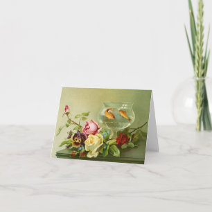 Goldfisch und Blumen individuell anpassbare Notizk Karte