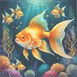 Goldfisch unter Wasser Aufkleber