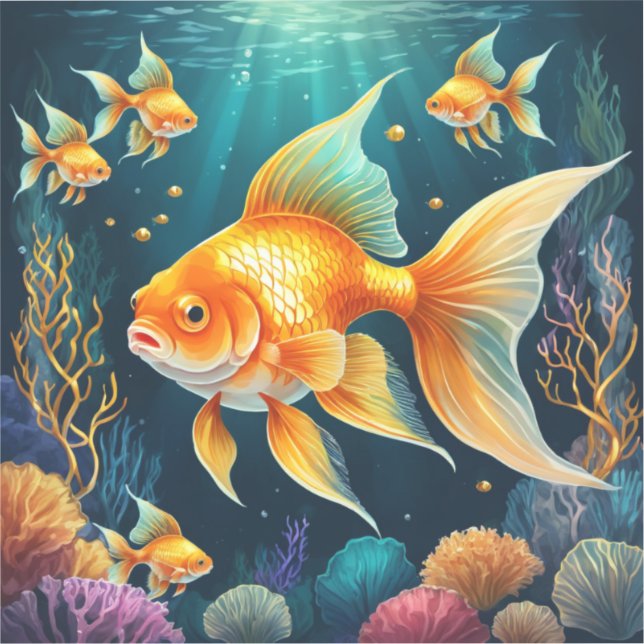 Goldfisch unter Wasser Aufkleber (Vorderseite)