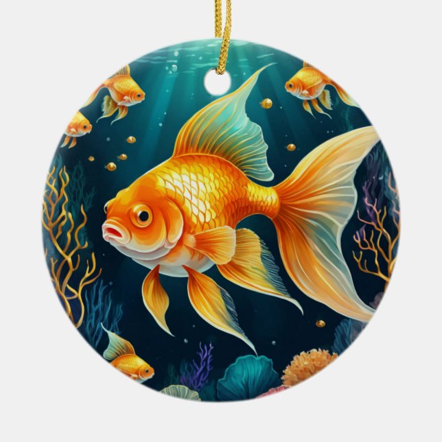 Goldfisch unter Wasser Keramik Ornament (Vorne)