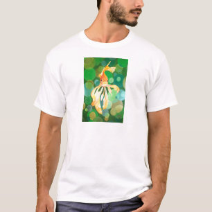 Goldfisch-Vermilion, die in grünen Blasen schwimme T-Shirt