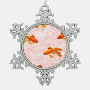 Goldfische Schneeflocken Zinn-Ornament