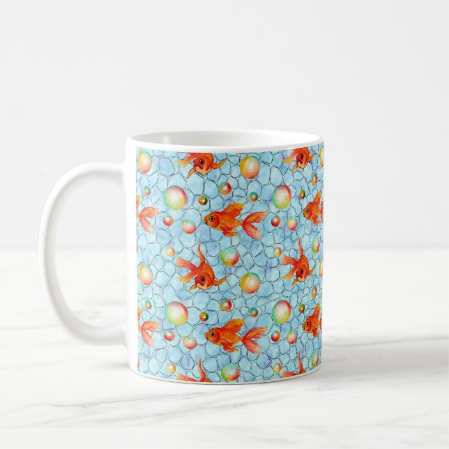 Goldfische und Seifenblasen Kaffeetasse (Links)