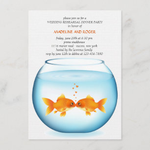 Goldfischglas Hochzeitsprobe Dinner Einladung