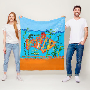 Goldfischmosaik Fleecedecke