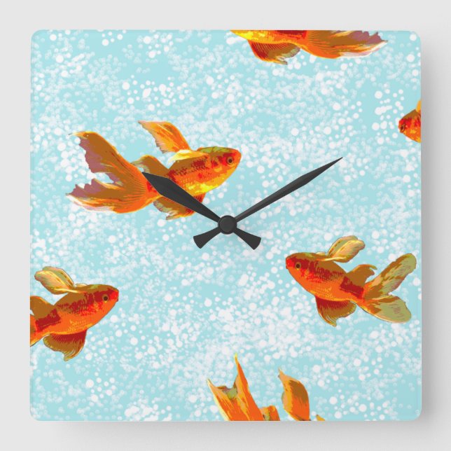 Goldfischmuster Quadratische Wanduhr (Vorderseite)