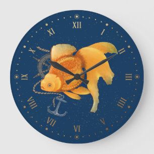 Goldfish Ankerschiff-Uhr Nautische Wall-Uhr Große Wanduhr