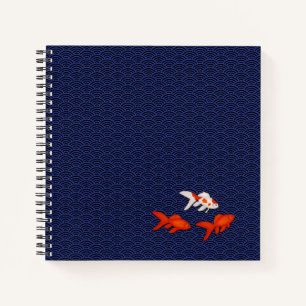 Goldfish auf Seigaiha-Muster individuell anpassbar Notizbuch