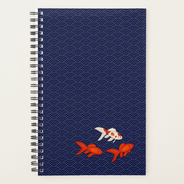 Goldfish auf Seigaiha-Muster individuell anpassbar Planer (Vorderseite)