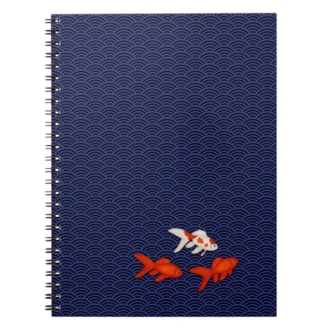 Goldfish auf Seigaiha Pattern Anpassbar Japanisch Notizblock (Vorderseite)