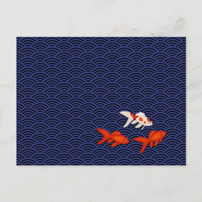 Goldfish auf Seigaiha Pattern Japanisch Personalis Postkarte (Vorderseite)