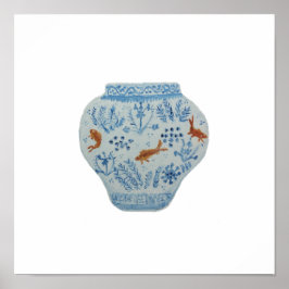 Goldfish Blue White Ginger Jar Art Print Poster