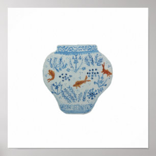 Goldfish Blue White Ginger Jar Art Print Poster