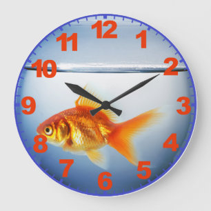 GoldFish Bowl Clock mit Zahlen Große Wanduhr