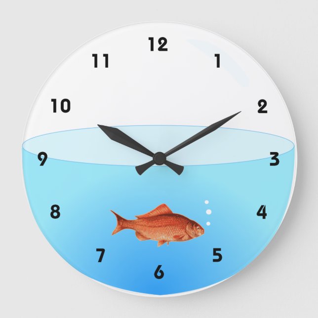 Goldfish Bowl Wall Clock with numbers Große Wanduhr (Vorderseite)