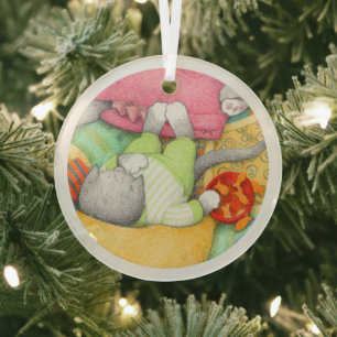 GOLDFISH CRACKERS KITTY Glass Circle Ornament Aus Glas