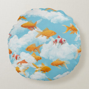 Goldfish in der Luft Rundes Kissen
