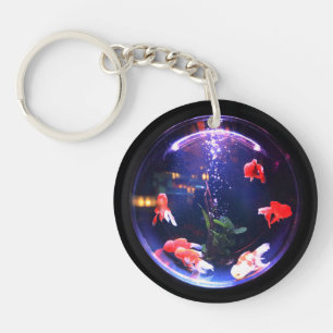 Goldfish in einem Aquarium-Schlüsselanhänger Schlüsselanhänger