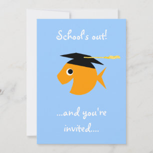 Goldfish in Graduation Cap Poolside Grad Party Einladung